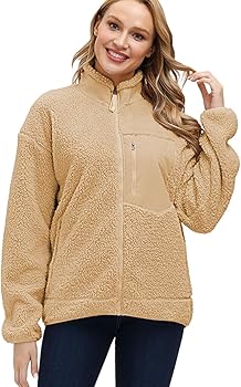 Kisscynest Women's Full Zip Fleece Jacket Stand Collar Fuzzy Kisscynest Women's Full Zip Fleece Jacket Stand Collar Fuzzy