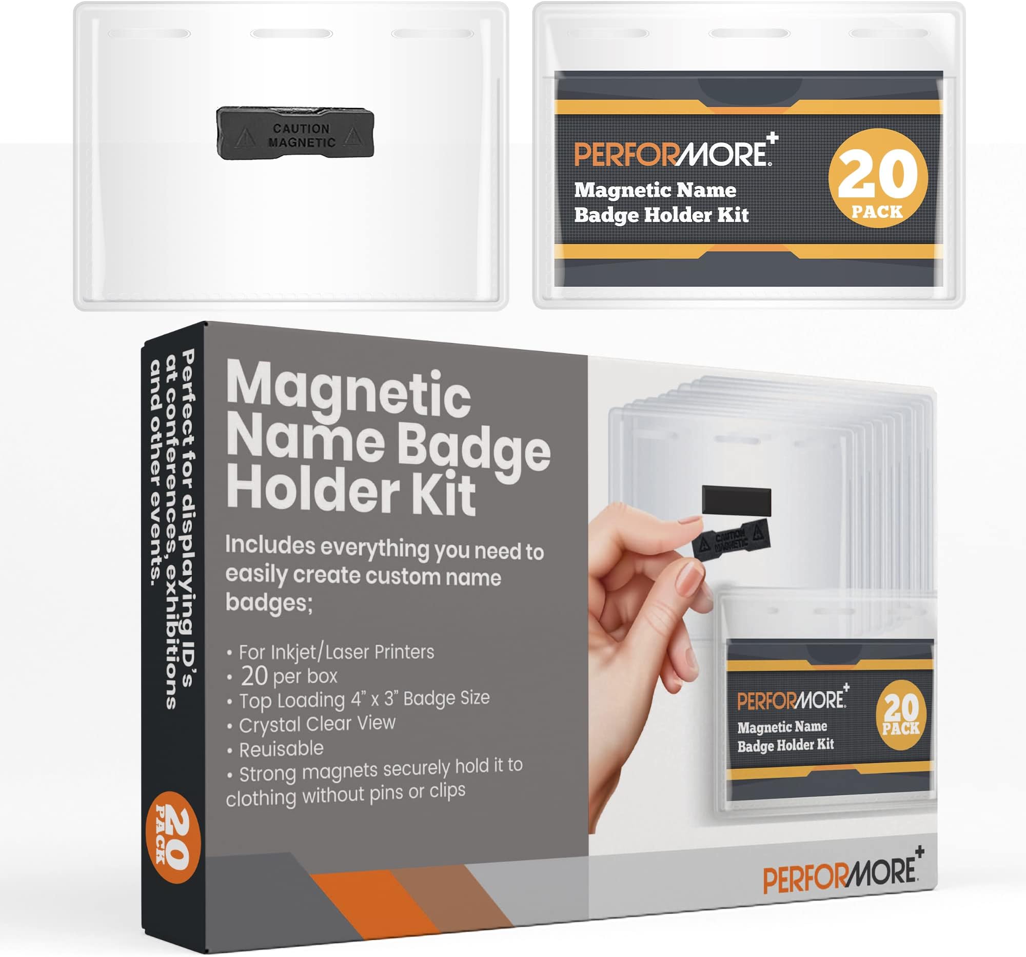 Office Depot Badge Holders, 3 1/2in. x 2 3/8in., Clear, Pack of 4, XS002003