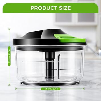 800ML Onion Chopper, Large Hand Pull String Vegetable Food Chopper, Black