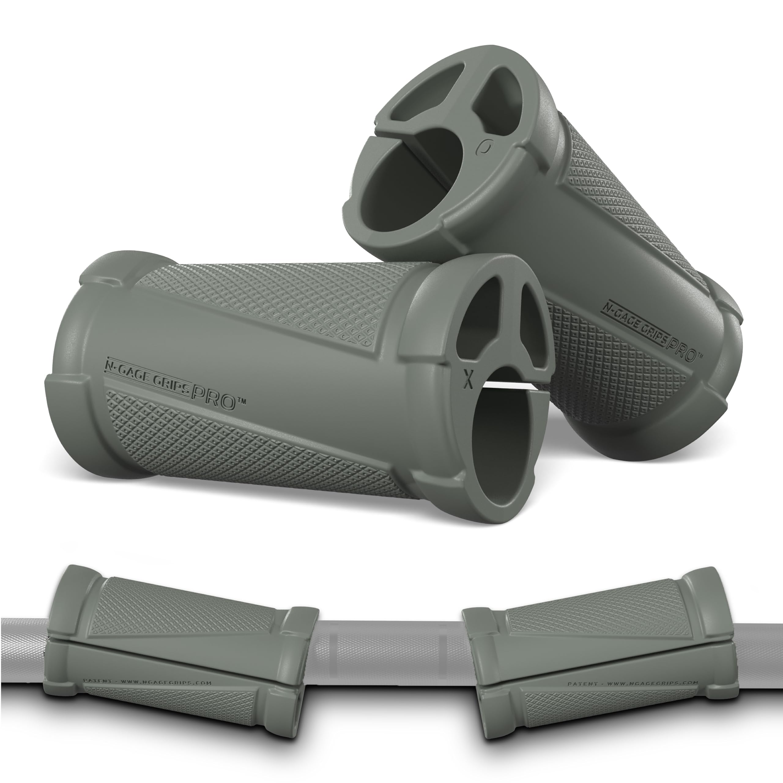 N-Gage Grips Patented Angled Barbell Thick Grips for Joint Support Muscle Activation Ergonomic Bar Attachments for Strength Training
