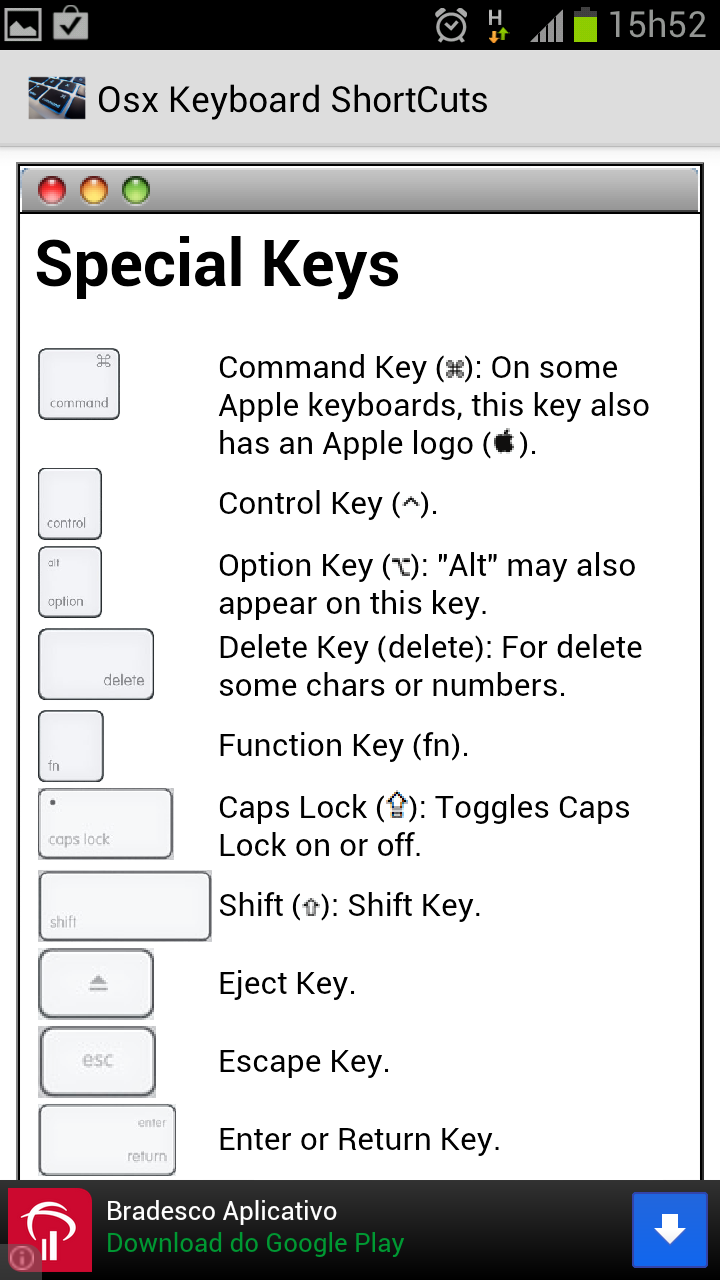 OSX Keyboard Shortcuts App on Amazon Appstore