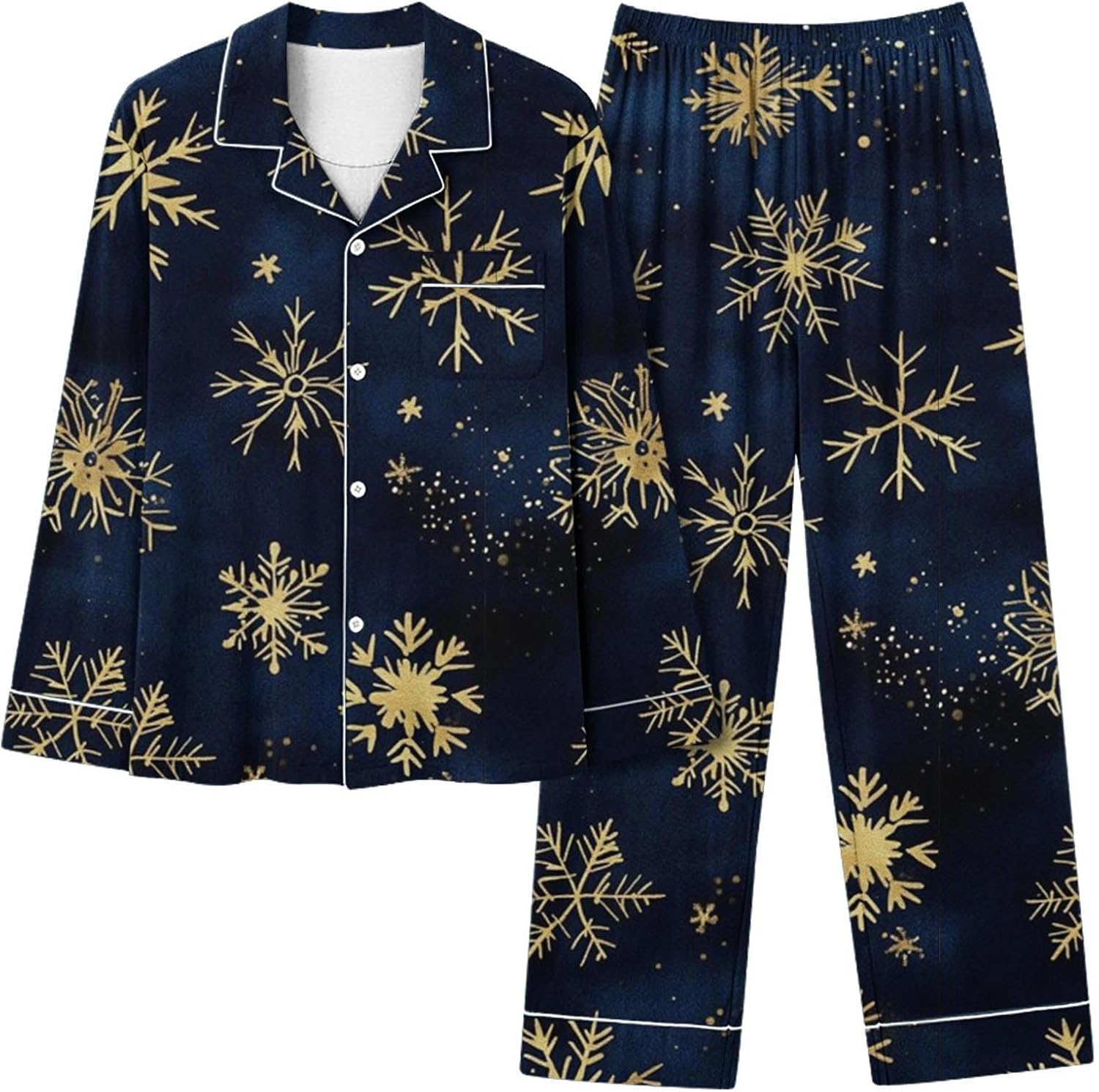 Christmas Pajamas for Women Set Long Sleeve Button Down Shirt and Pants 2Pcs Pjs Sets Sleepwear Holiday Loungewear
