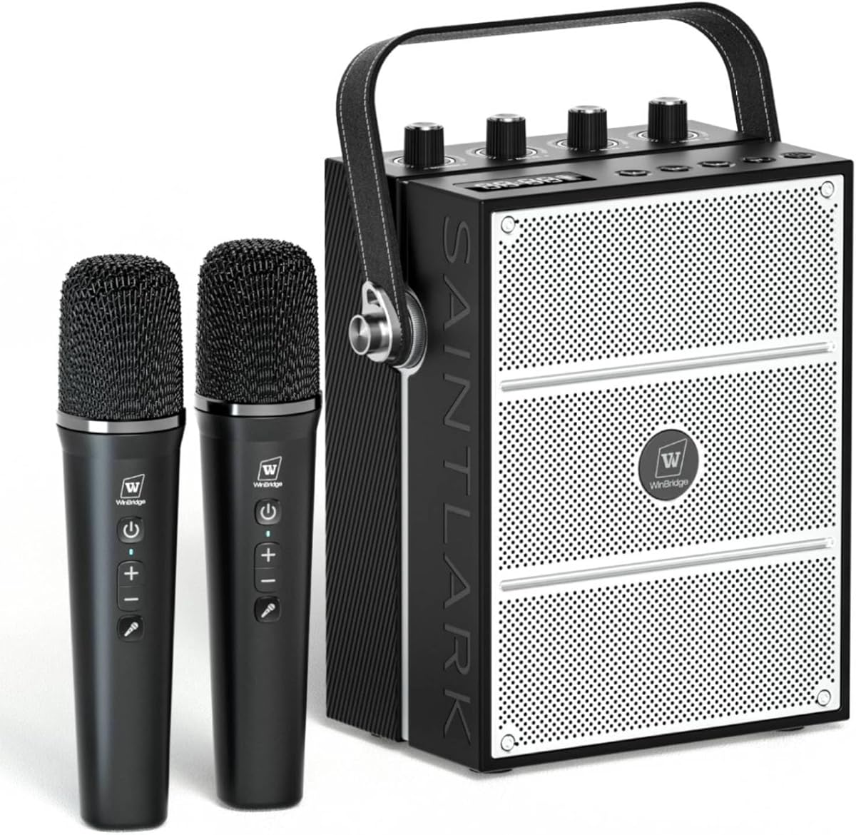 100W Powerful Voice Amplifier with 2 Wireless Microphones, Big Pro Sound Portable Speaker with Microphone, Bluetooth Speaker PA System Karaoke Machine Support BT/USB/TF Card/Aux/Guitar S99