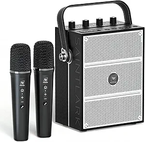 100W Powerful Voice Amplifier with 2 Wireless Microphones, Big Pro Sound Portable Speaker with Microphone, Bluetooth Speaker PA System Karaoke Machine Support BT/USB/TF Card/Aux/Guitar S99