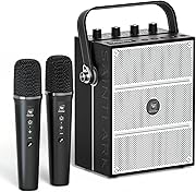 100W Powerful Voice Amplifier with 2 Wireless Microphones, Big Pro Sound Portable Speaker with Microphone, Bluetooth Speaker PA System Karaoke Machine Support BT/USB/TF Card/Aux/Guitar S99