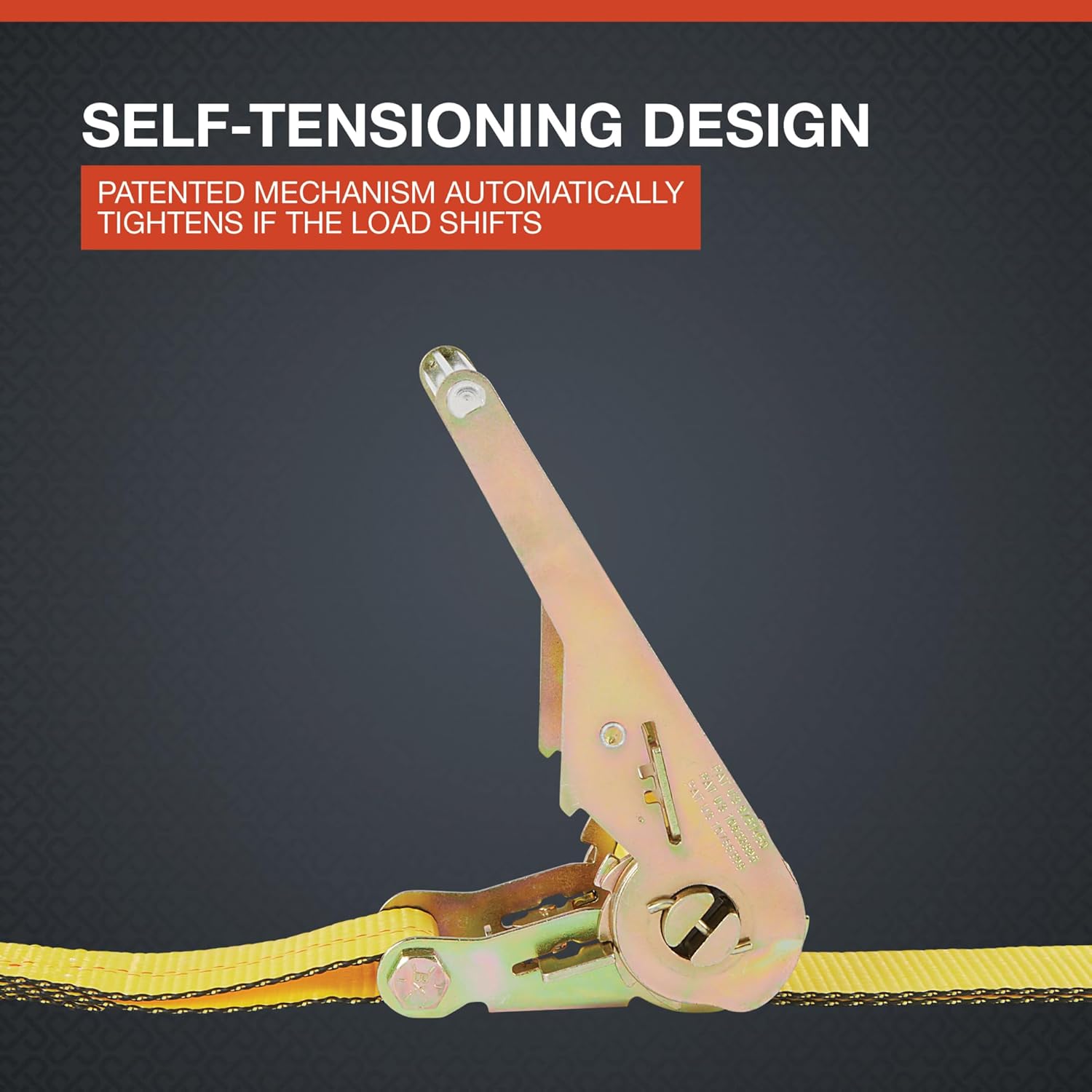 Ultra-Tow 2in. x 27ft. AST Ratchet Strap with Flat Hooks, 10,000-Lb. Breaking Strength, 3300-Lb. Working Load, Yellow, Model# A815053