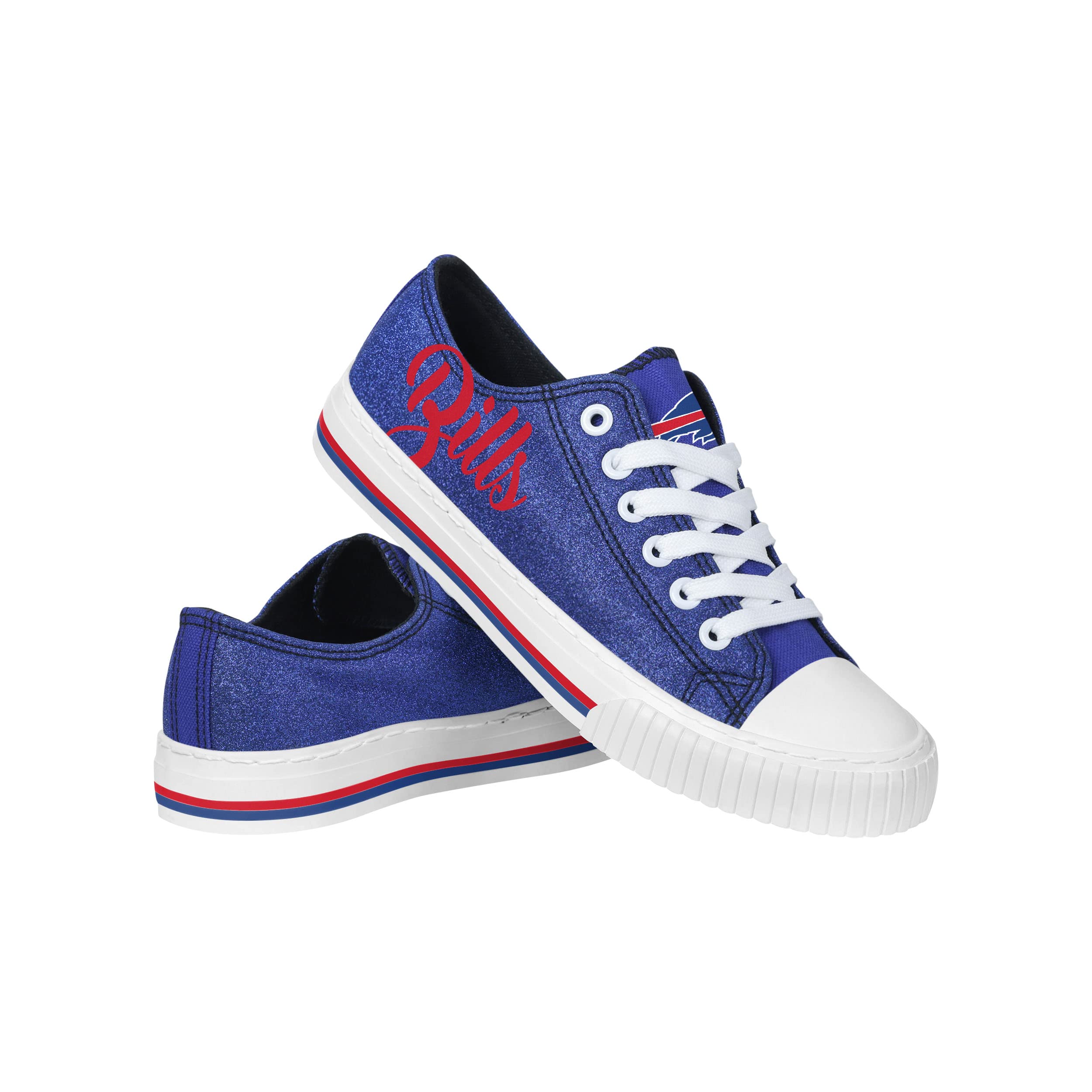 FOCO Womens NFL Team Logo Ladies Fashion Color Glitter Low Top Canvas Sneakers Shoes