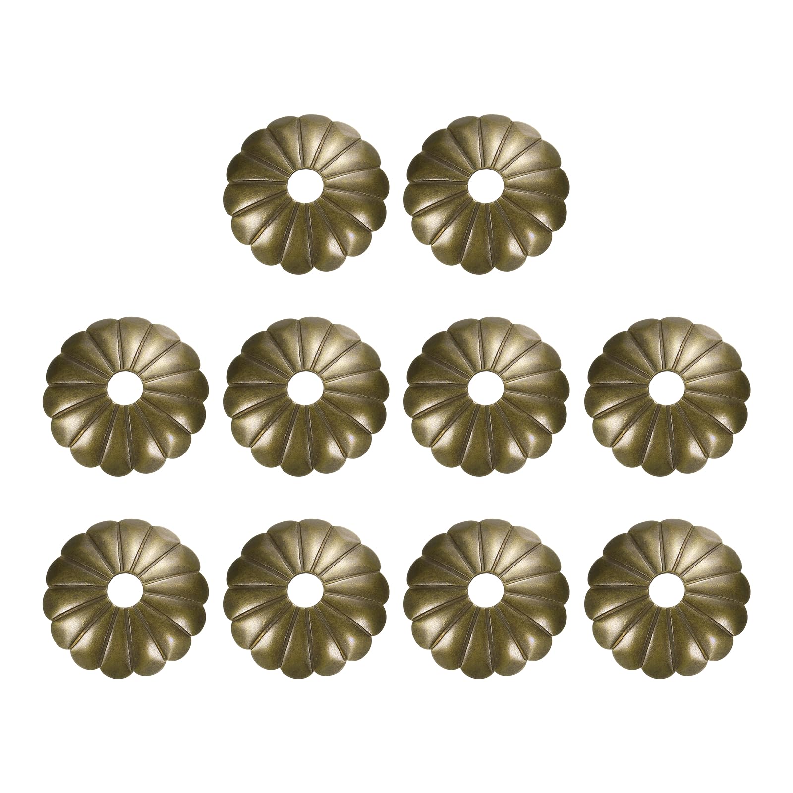 sourcing map 10pcs Cabinet Knob Backplate, 1.18 Inch Drum Plum Shape Radial Brass Backplate Washers Classical Furniture Decoration Gasket for Cabinet Drawer Cupboard Doors Hardware(Bronze Tone)