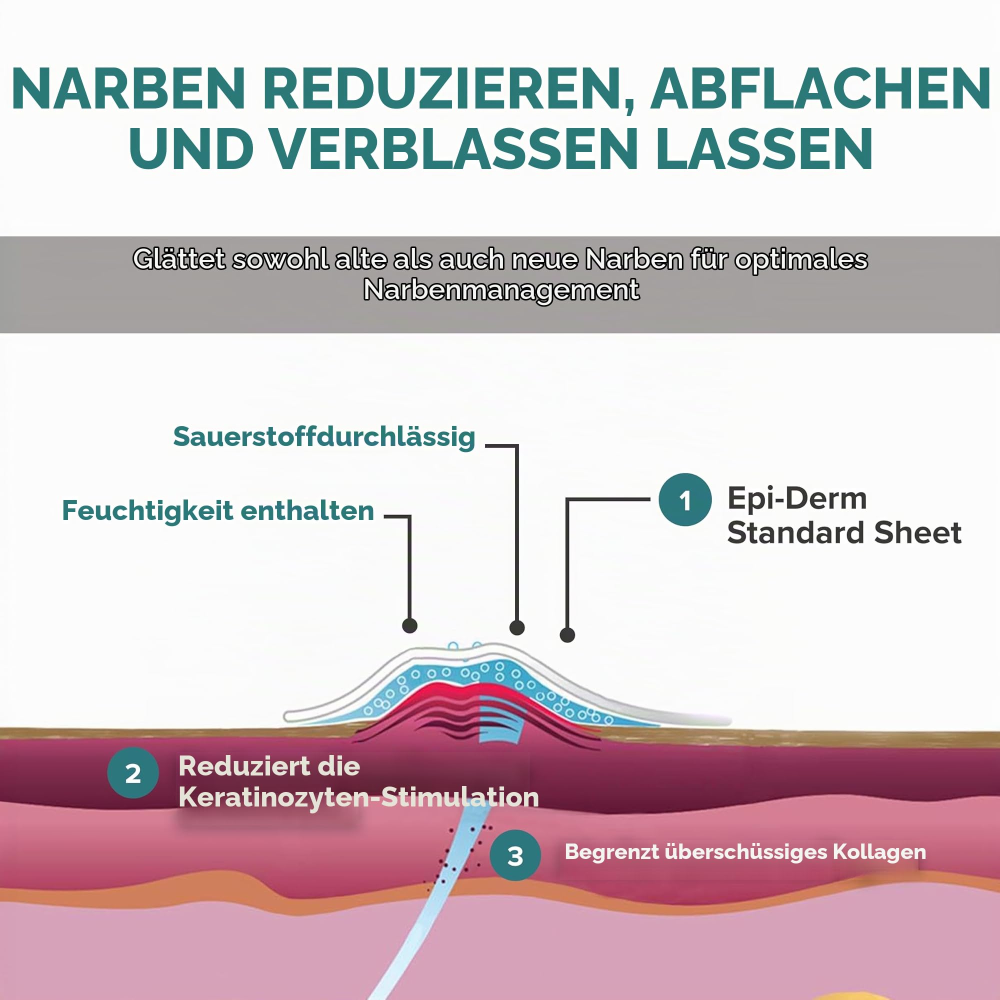 BIODERMIS Silikon Narbenpflaster - Medizinische Narbenpflege für Gesicht & Körper (12 x 14,5 cm/Transparent) - Zuschneidbare & wiederverwendbare Silikonpflaster - Narbenreduktionspflaster
