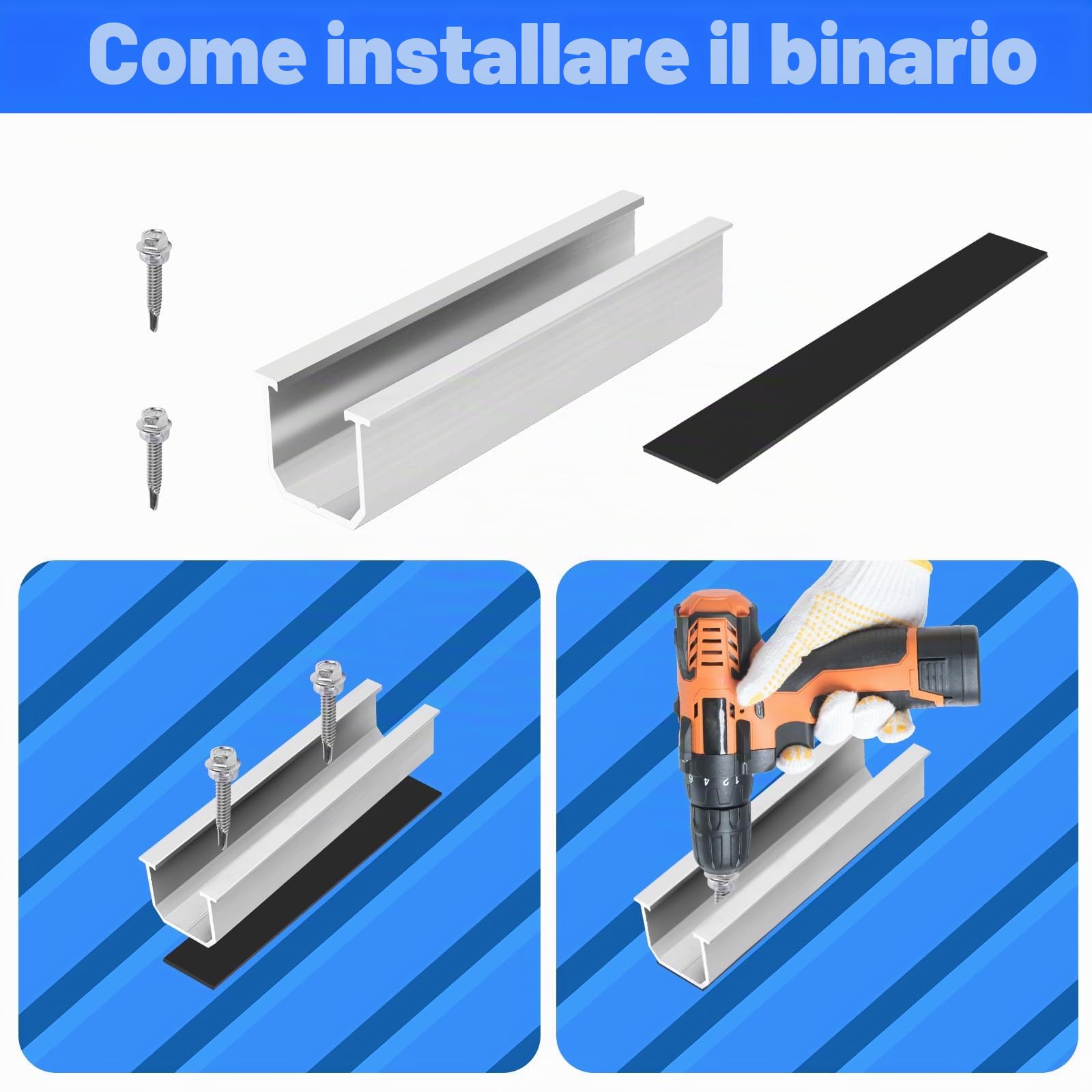 Kit di Montaggio per Pannelli Solari, Morsetto Centrale in Alluminio per Modulo Solare, Morsetto Centrale per Pannello Solare, Staffa di Montaggio per Pannelli Solari Altezza Modulo 30-35 mm