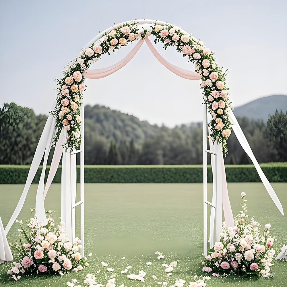 Arco da giardino in metallo, traliccio per piante rampicanti, supporto per glicine, pergola robusta per prato, decorazione per matrimoni, 140-280 cm, bianco, decorazione per esterni durevole