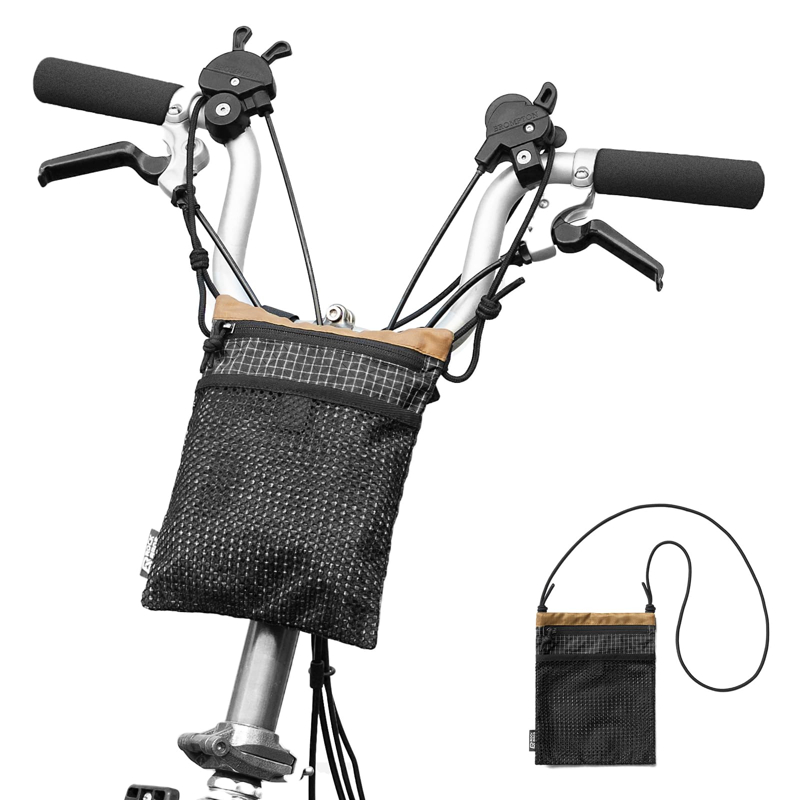 ROCKBROS Sac de guidon de vélo, sac avant léger 2 en 1 et sac à bandoulière réglable, sac de vélo multifonction pour vélos pliants, scooters, vélos pour enfants (noir)