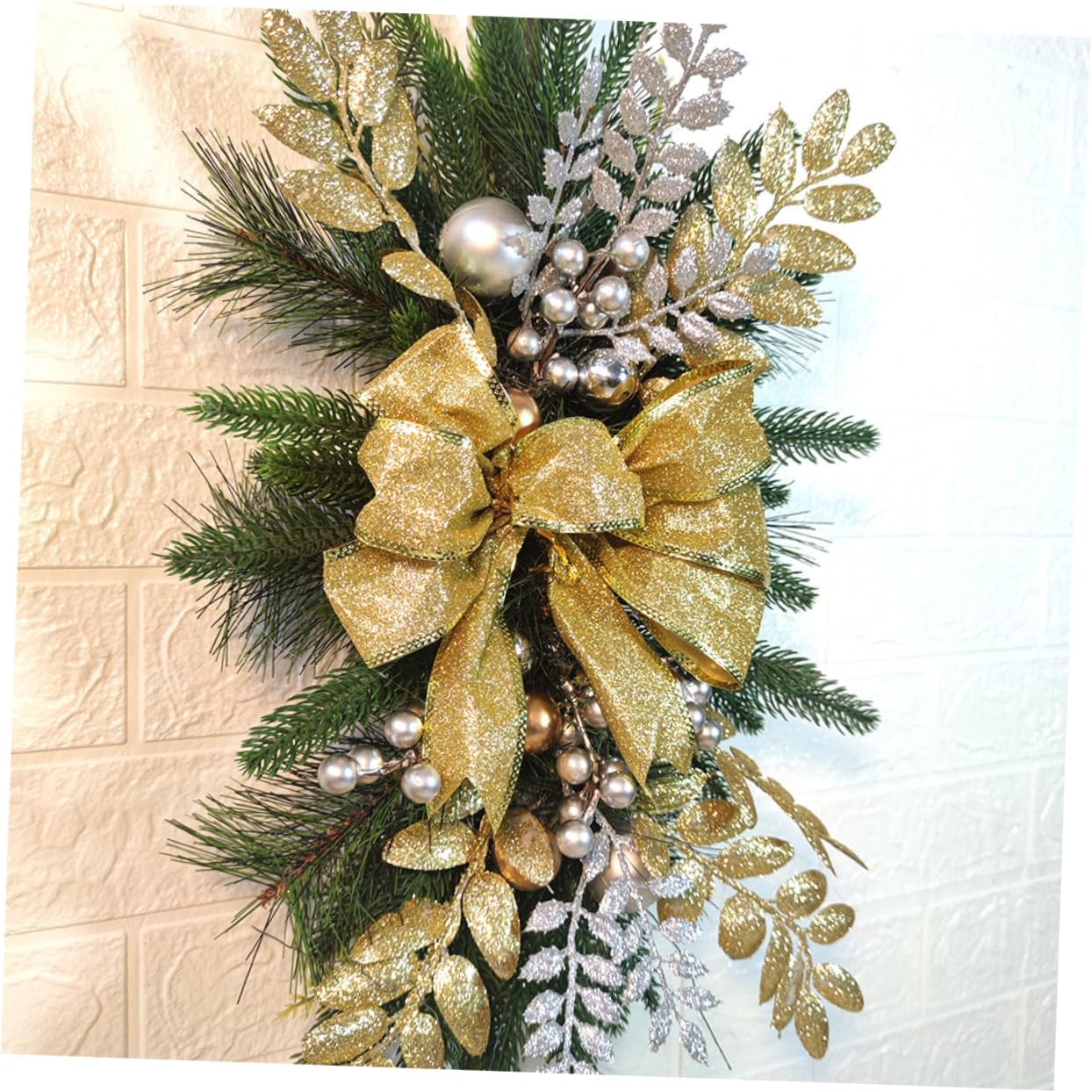 MERRYHAPY Xmas Stair Railing Swag Christmas Garland Wall Hanging Ornament Lightweight Portable Decor for Christmas Year and Special Occasions for Family and Friends