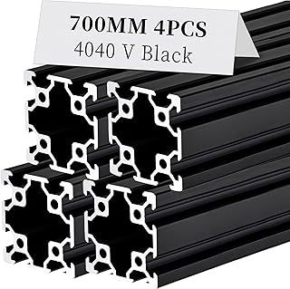 BELLA BAYS 4pcs 27.56 inch 700mm 4040 V Slot Aluminum Extrusion European Standard Anodized Black Linear Rail Guide Frame for 3D Printer Laser Engraving Machine CNC Workbench DIY