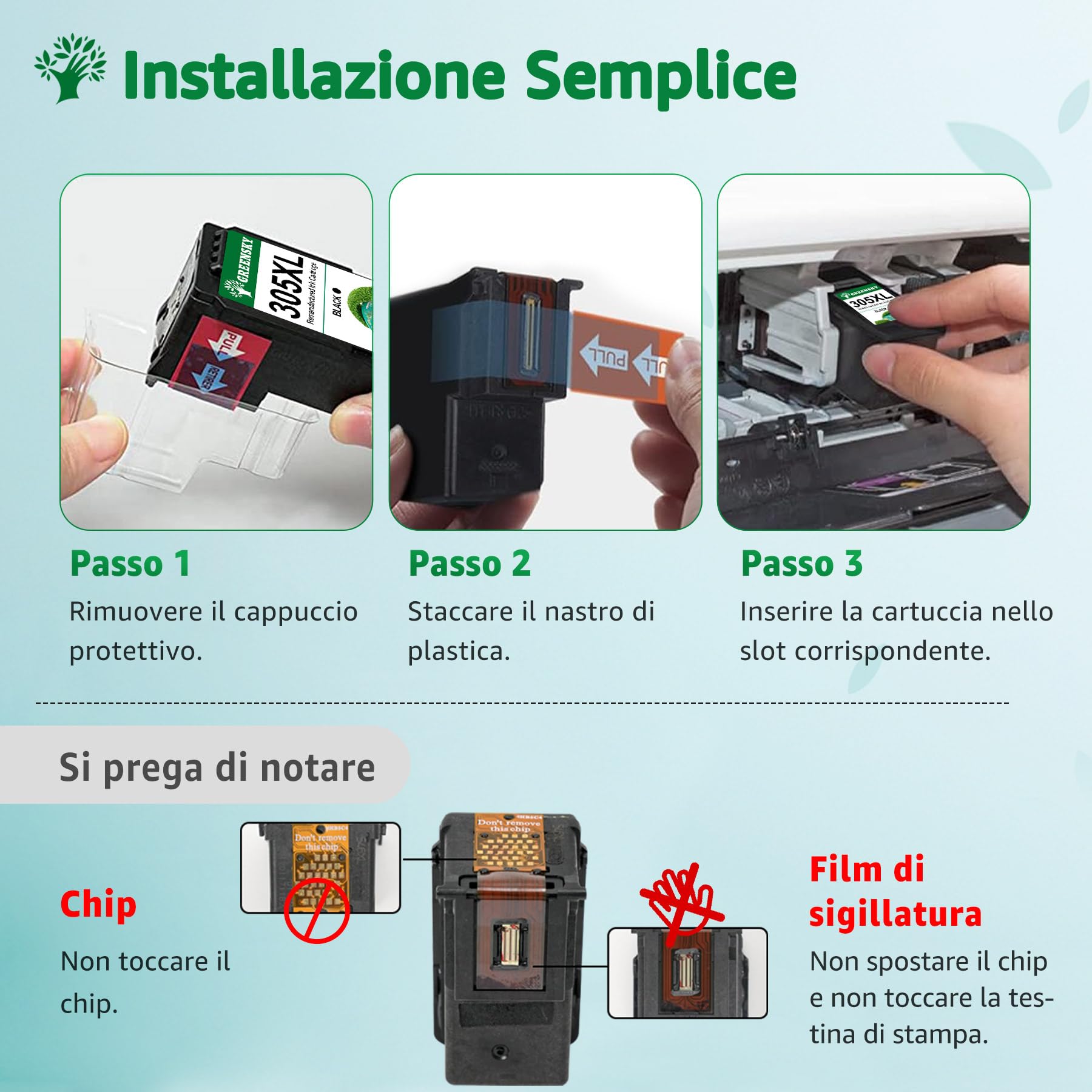 GREENSKY 305 305XL Compatibile con Cartucce HP 305 Nero e Colore con HP DeskJet 2820e 2720e 2720 2710e 2710 DeskJet Plus 4130 4120 4110 Envy 6020e 6022 6022e 6030 6030e Envy Plus 6430e Colore Nero