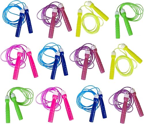 ArtCreativity Juego de cuerdas de salto de neón de 7 pies, paquete de 12 cuerdas, vibrantes cuerdas de salto para niños, cuerdas de saltar de PVC