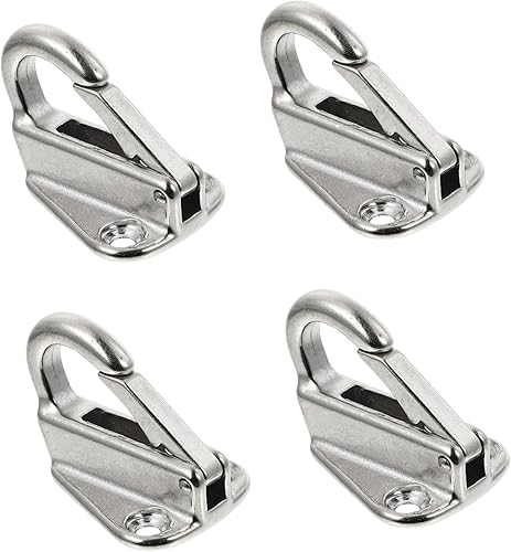 Didiseaon Ganchos para yates de acero inoxidable, 4 unidades, ganchos para tablero de barco para rieles de pontón cuadrados