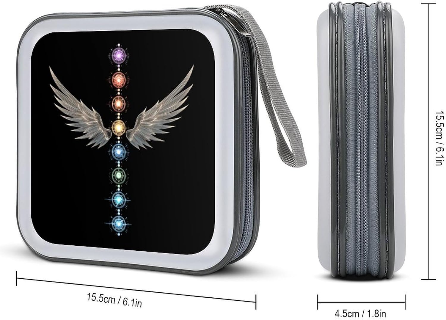 Angels-Wings Angelic Chakras CD Case 40 Capacity DVD Holders Wallet for Home Travel