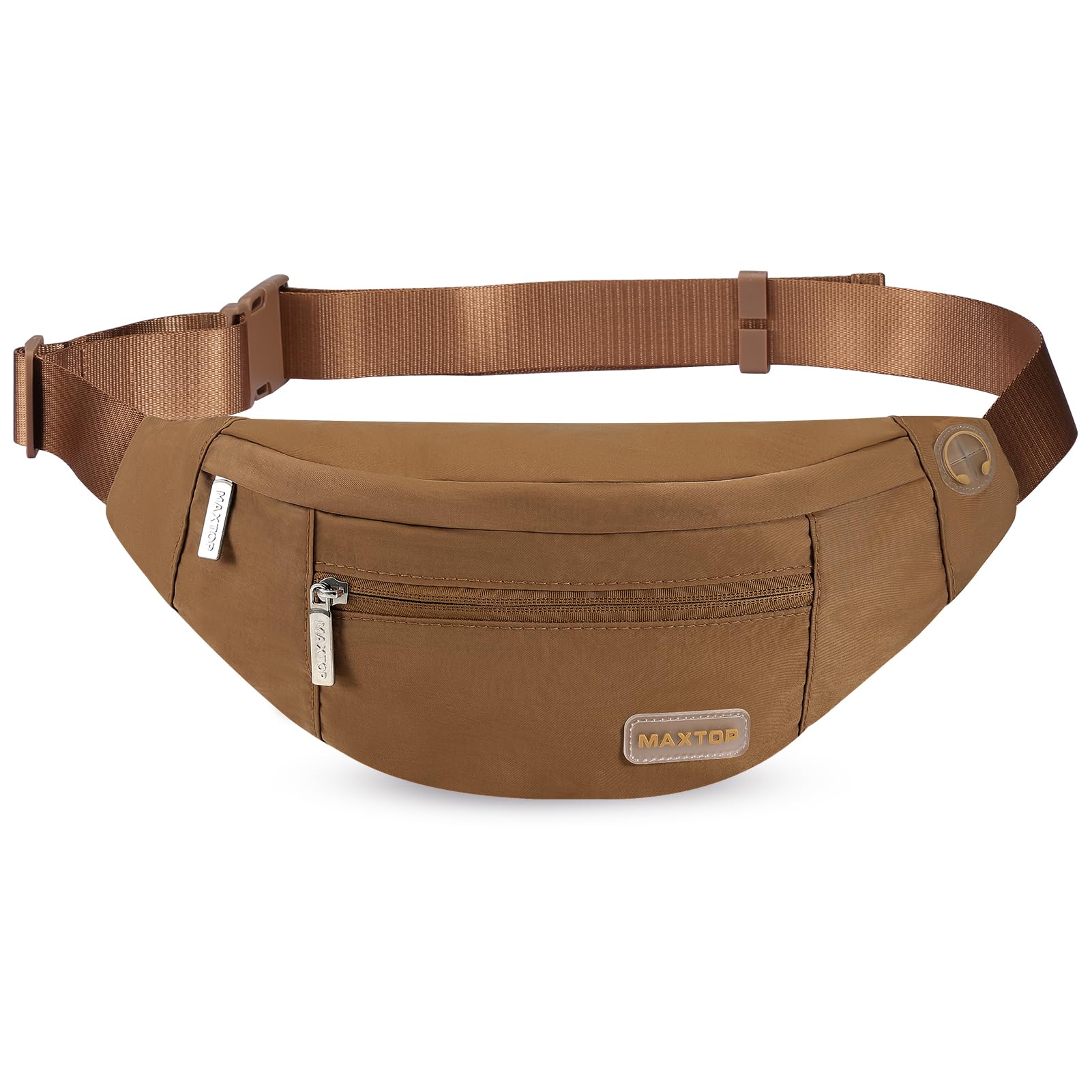 MAXTOP Bumbag Waist Fanny Pack Running Belt for Women Men Unisex Bum Bag  with Headphone Jack and 4-Zipper Pockets Adjustable Strap for Outdoors