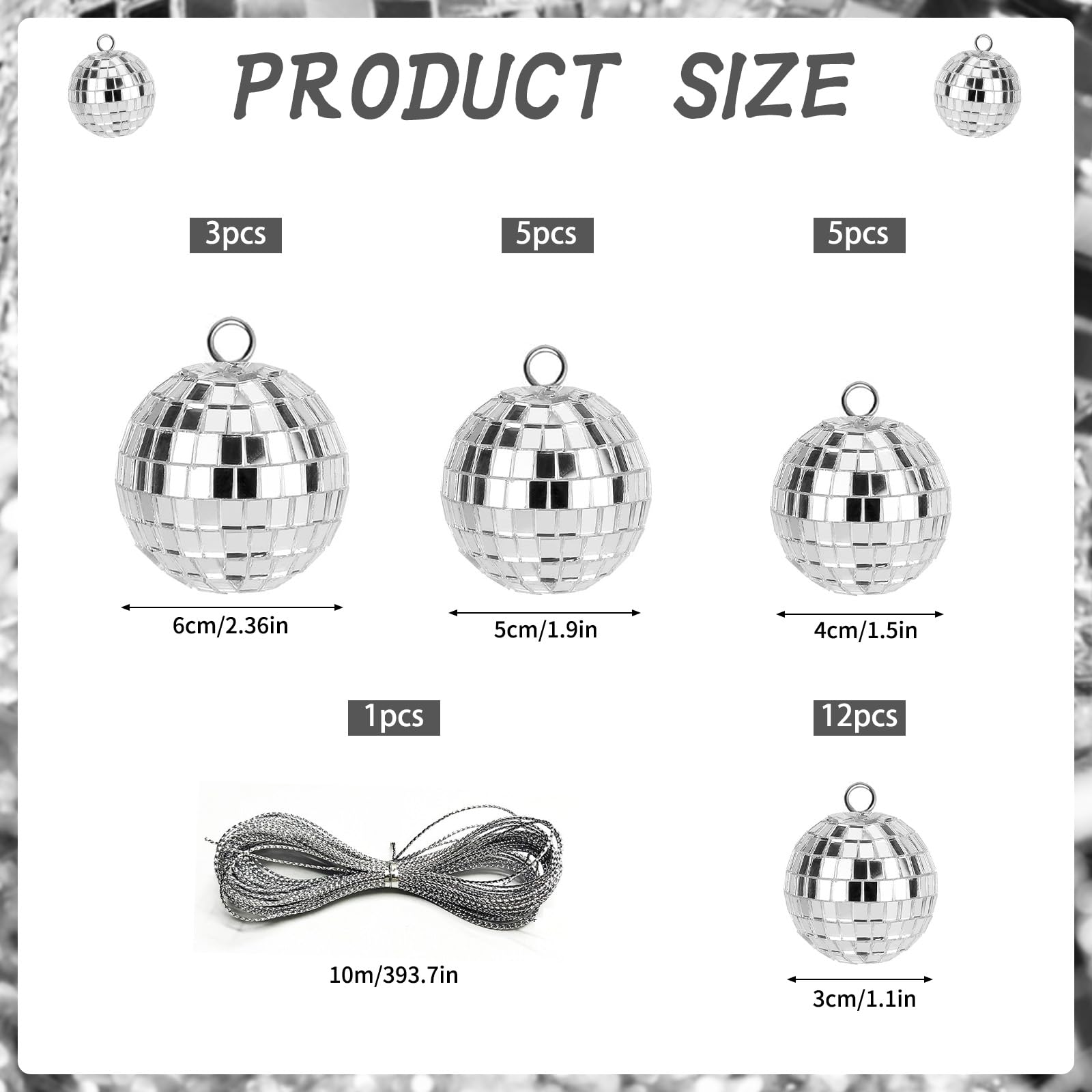 Décor Boules Disco,25 Pièces Boule à Facette Kit,Mini Boule Disco,Boules Disco Décoratives à Accrocher,Miroir Boules à Facettes,Disco Ball, pour Décoration de Gâteaux,Fête,Bar
