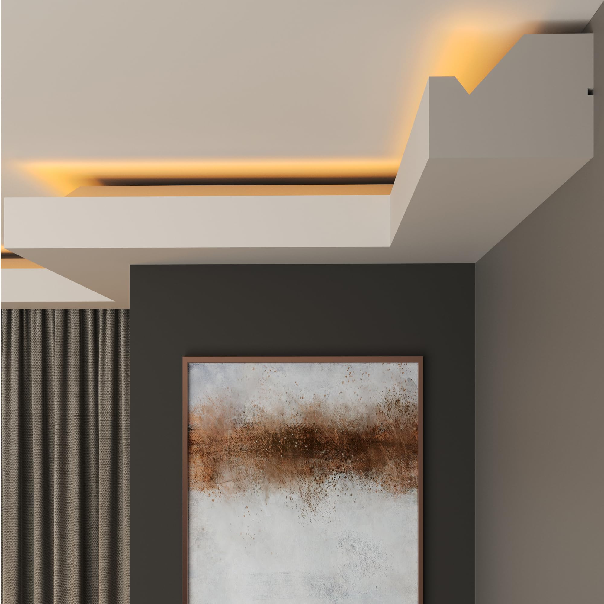 FAST DECOR Premium Led Coving Cornice, Coving for Ceilings, Led Coving for Ceilings, LED Compatible Cornice Trim, Xps Coving for Ceiling, Moulding for Ceiling Lightweight (2m, CLU30)