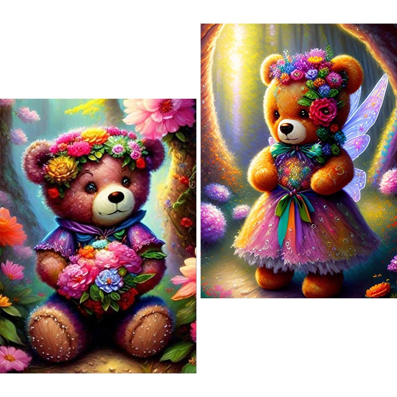 Yalkin Brown 2 Packs 5D Diamond Art Kits For Adults, Diamond Painting Kits For Adults, Diy Diamond Painting Set Diamond Painting Pictures Diy Embroidery Painting Kits For Home Wall 11.6X 15.6Inch