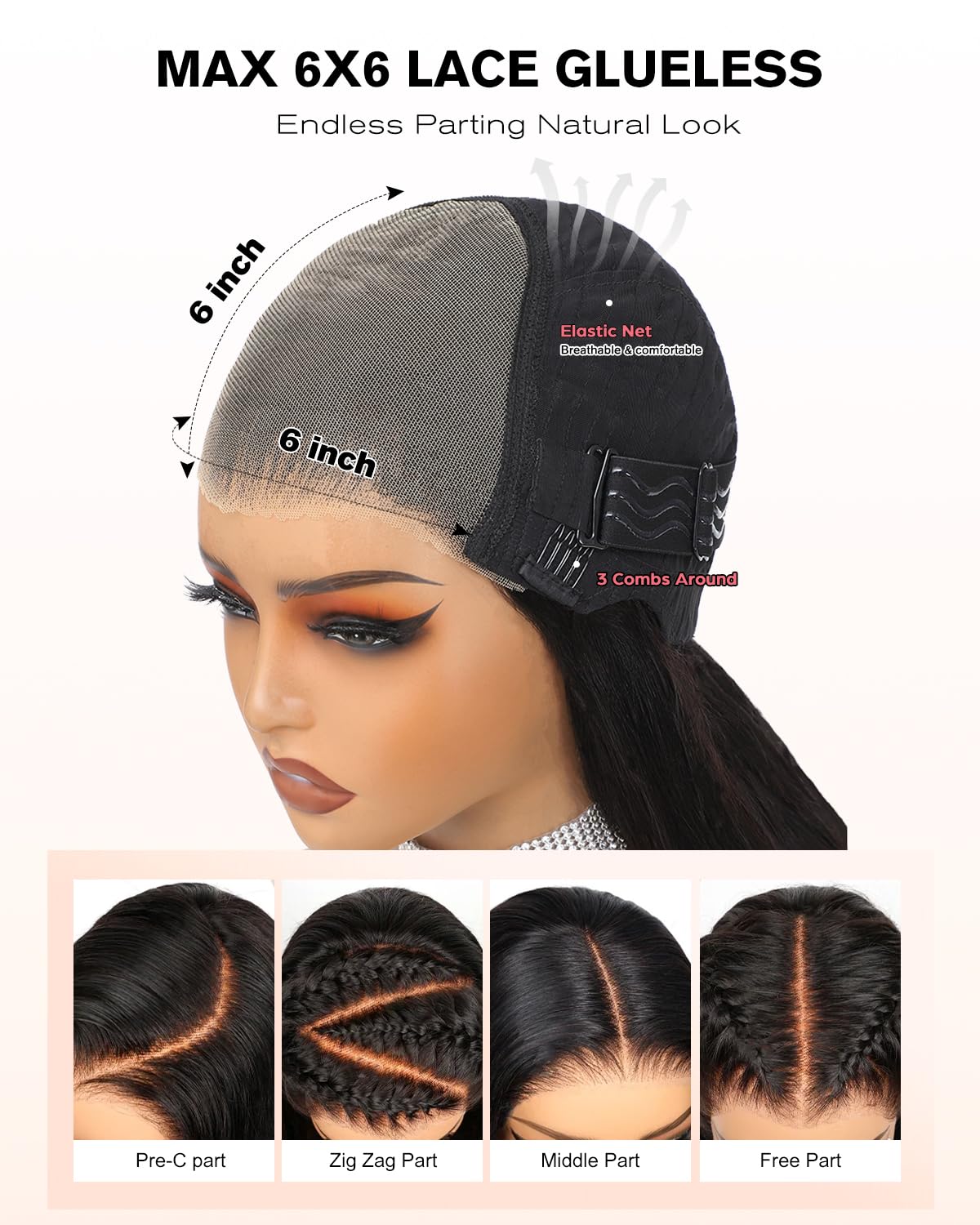 Tunfine C-side część burmese kręcone 6x6 sznurowane sznurki ludzkie włosy 50 cm | 200% Gęstość Peruka z Włosów Ludzkich Pre Plucked Pre Cut z Spiral Curly Ends, Glueless Natural Color Wig