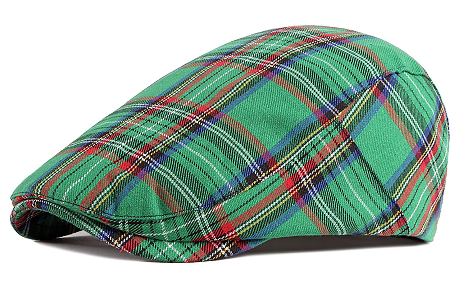 DIYDECAL Plaid Newsboy Hats Retro Flat Cap Gatsby Cabbie Driving Hat for Mens Womens Green