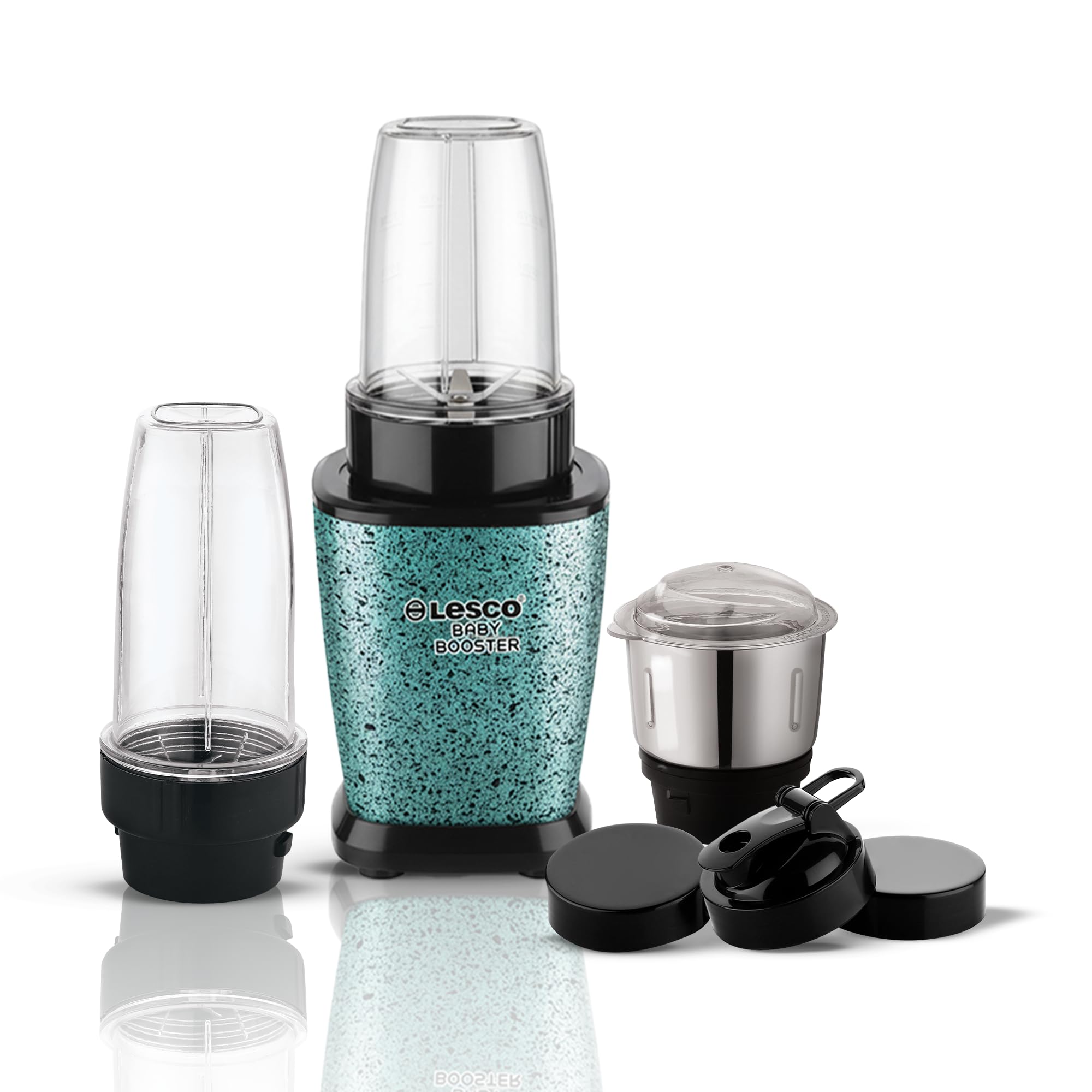 Lesco Mixer Grinder 500W Blender Smoothie Maker with 3 Stainless Steel Jars and Copper Motor, 2 Years Warranty 21000 RPM Fine Grind in 20 secs, Baby Booster, Green-image-28