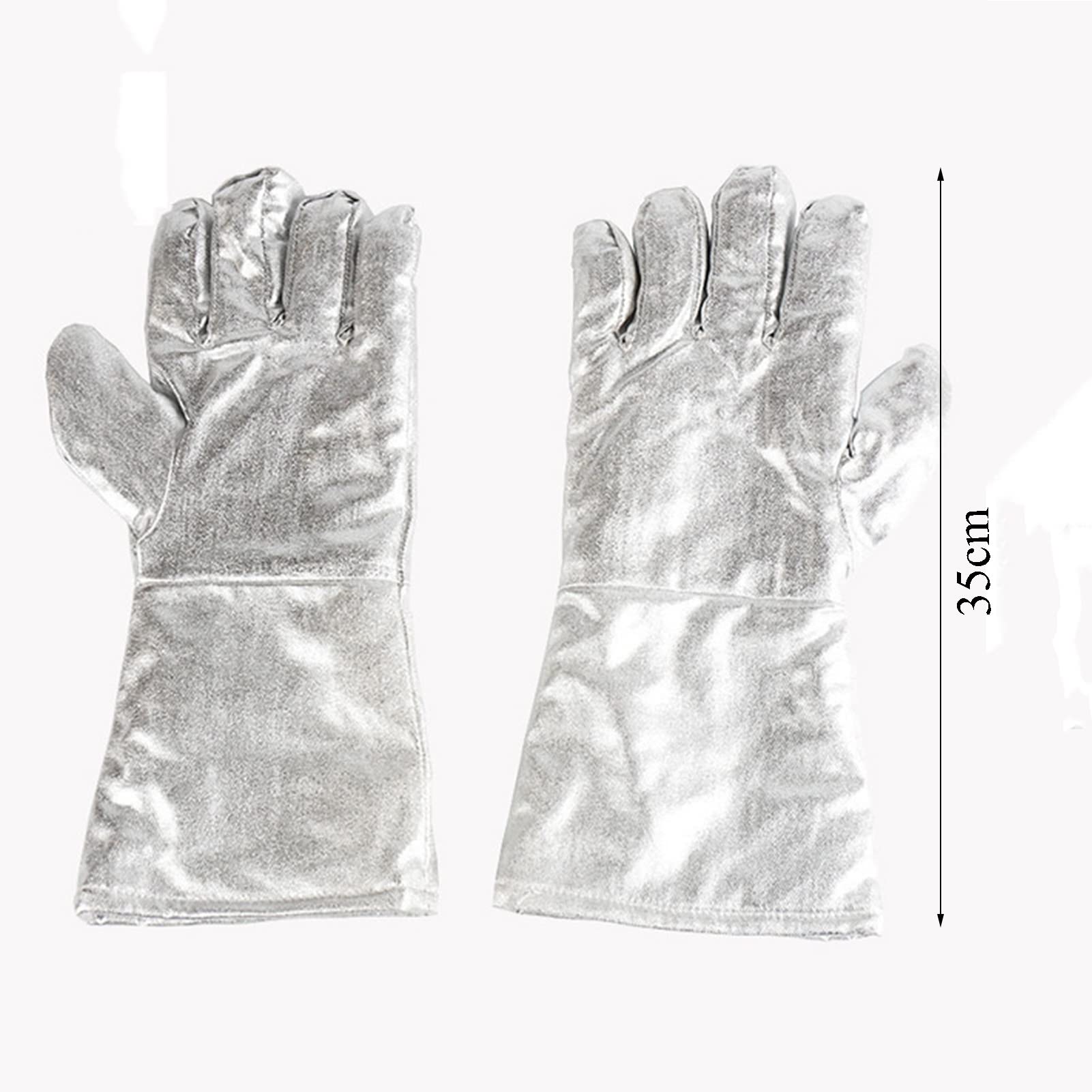 Gartenhandschuhe, schnittfeste Handschuhe, feuerfeste Handschuhe, Schweißhandschuhe mit Baumwollfutter, Sicherheitsarbeitshandschuhe aus Aluminiumfolie for Metallurgie, Schweißen, Ofen, Kamin, Herd