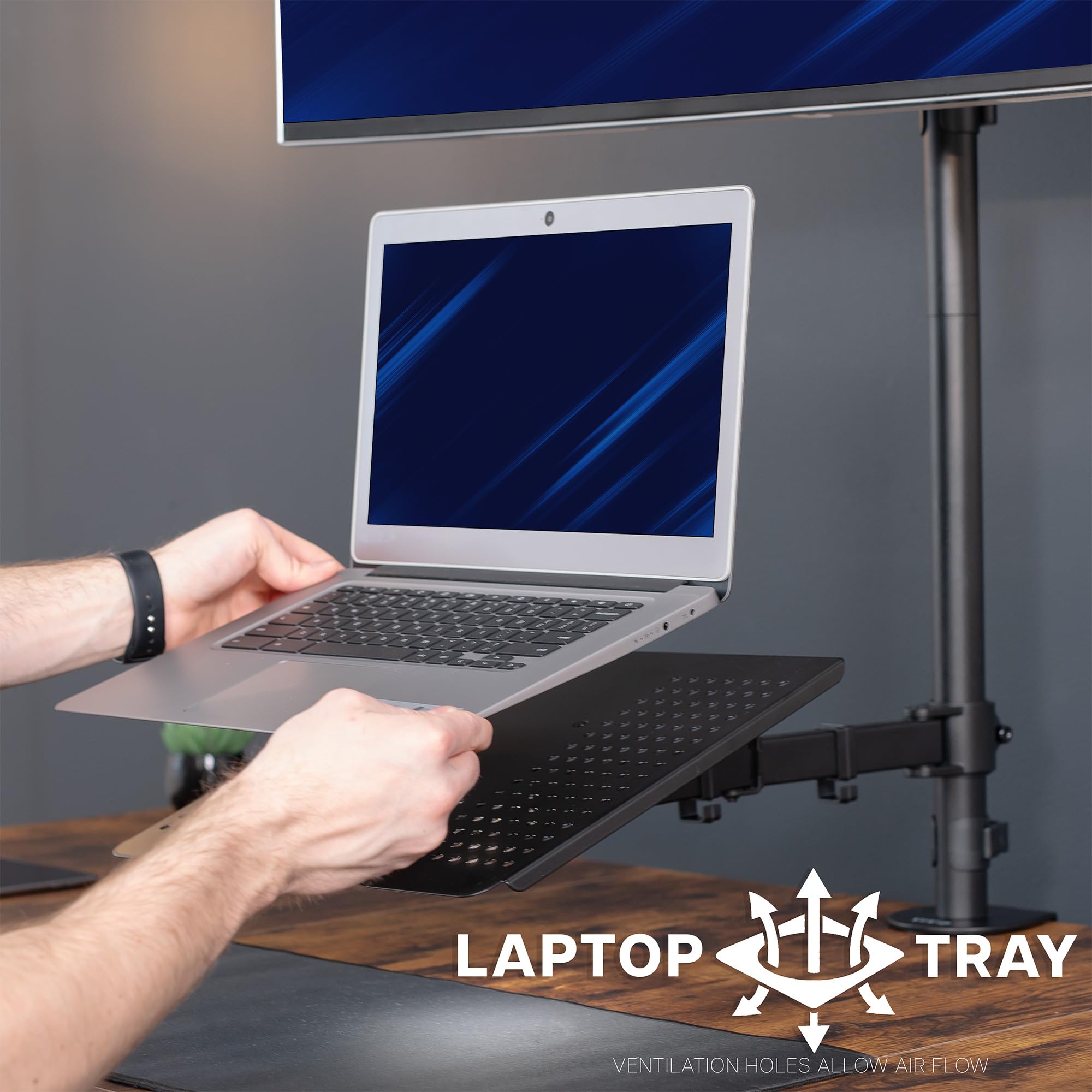 VIVO Supporto da scrivania per laptop e monitor LCD da 13" a 32", supporto regolabile extra alto, adatto per laptop fino a 17" (STAND-V012C)