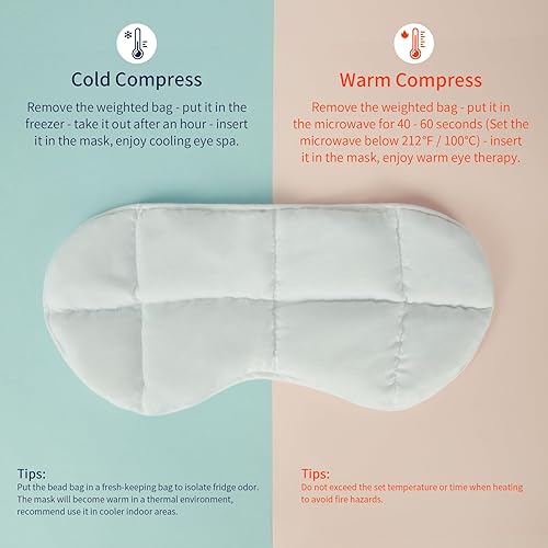 Miniatura 9 de Mr. Sandman Máscara de ojos ponderada para mujeres y hombres, máscara de ojos de elastano, agradable a la piel, bolsa de cuentas de vidrio ultrafina