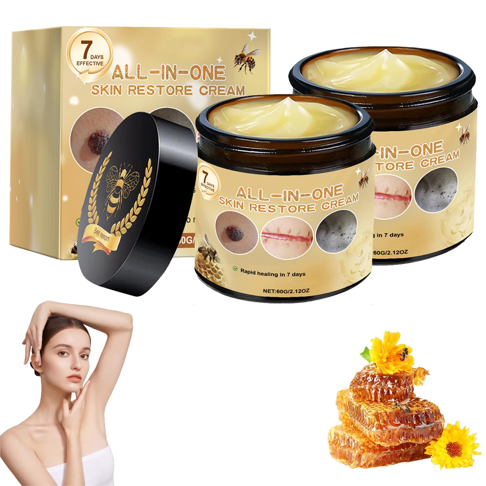 Chinosuo Bee Venom All-in-One Cream, Bee Venom Skin Repair Cream, BeeVenom Comprehensive Creams, Skin Repair for Face and Body, Hydrates skin and