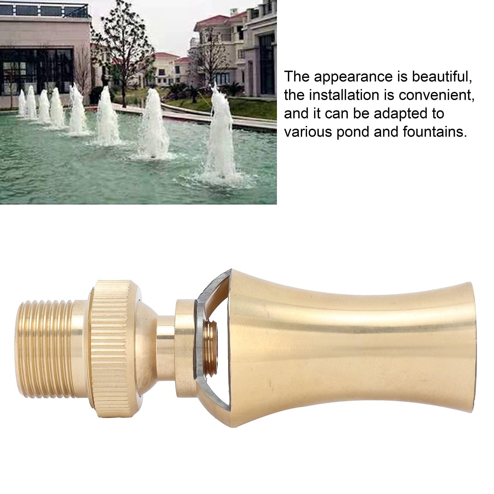 Cabezal de pulverización de chorro de dirección ajustable de latón, boquilla de fuente de agua de cedro de torre de hielo Cabezal de pulverización Aspersor(G1/2 Female Thread G3/4 Male Thread 25mm)