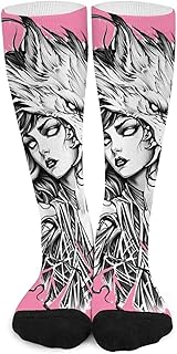 Calcetines de Tubo Coloridos Unisex con Estampado de Valquiria Vikinga, Informales, Cómodos y Transpirables