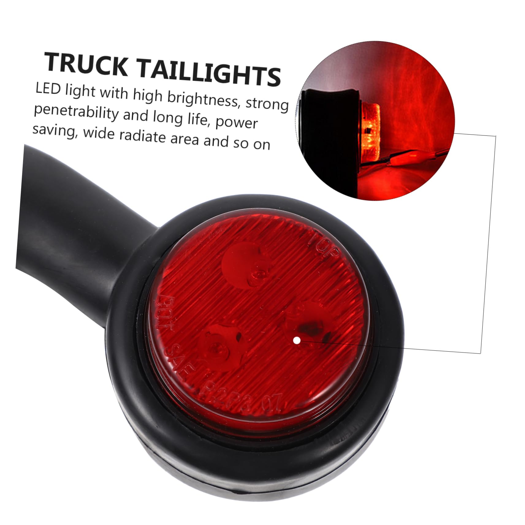 Par de Luces Laterales LED para Remolque y Semirremolque, Lámparas de Posición Rojas y Claras Resistentes de Abs para Señalización Exterior
