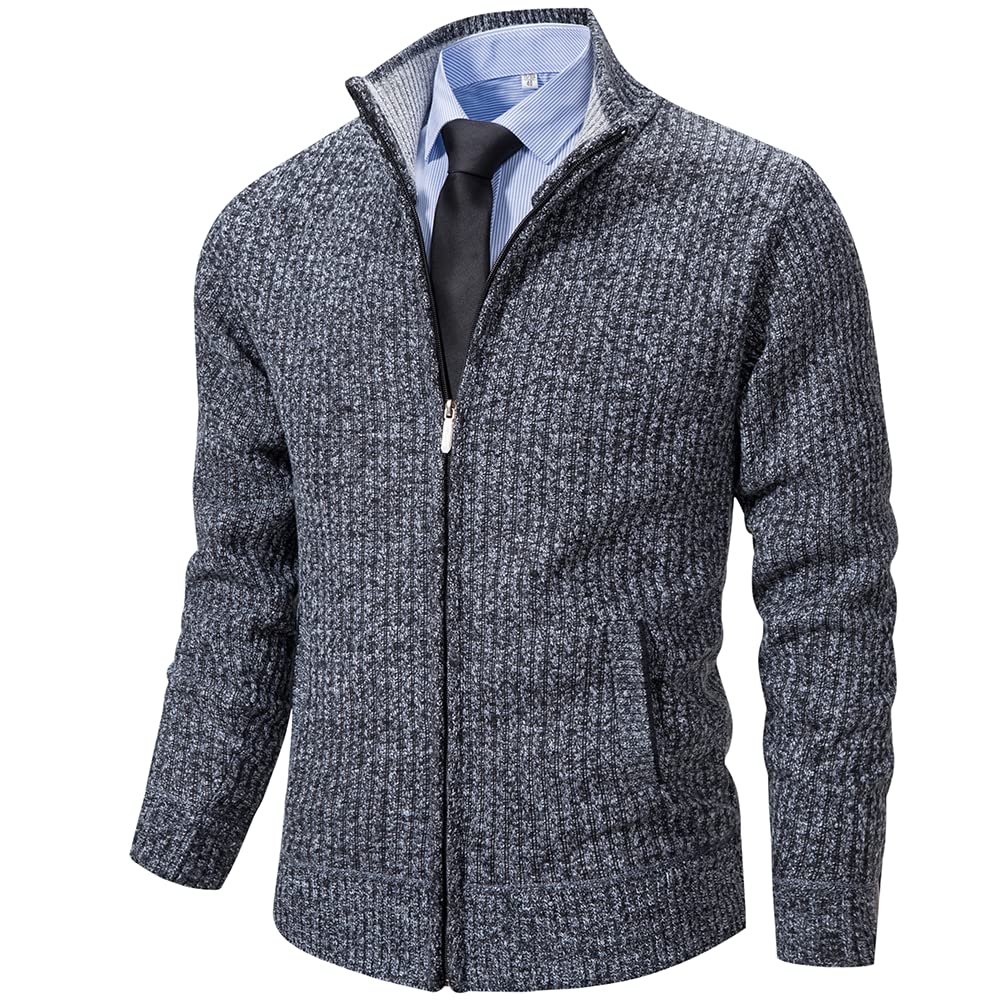 Msmsse Men's Cardigan Sweaters Full Zip Knitted Sweater for Men