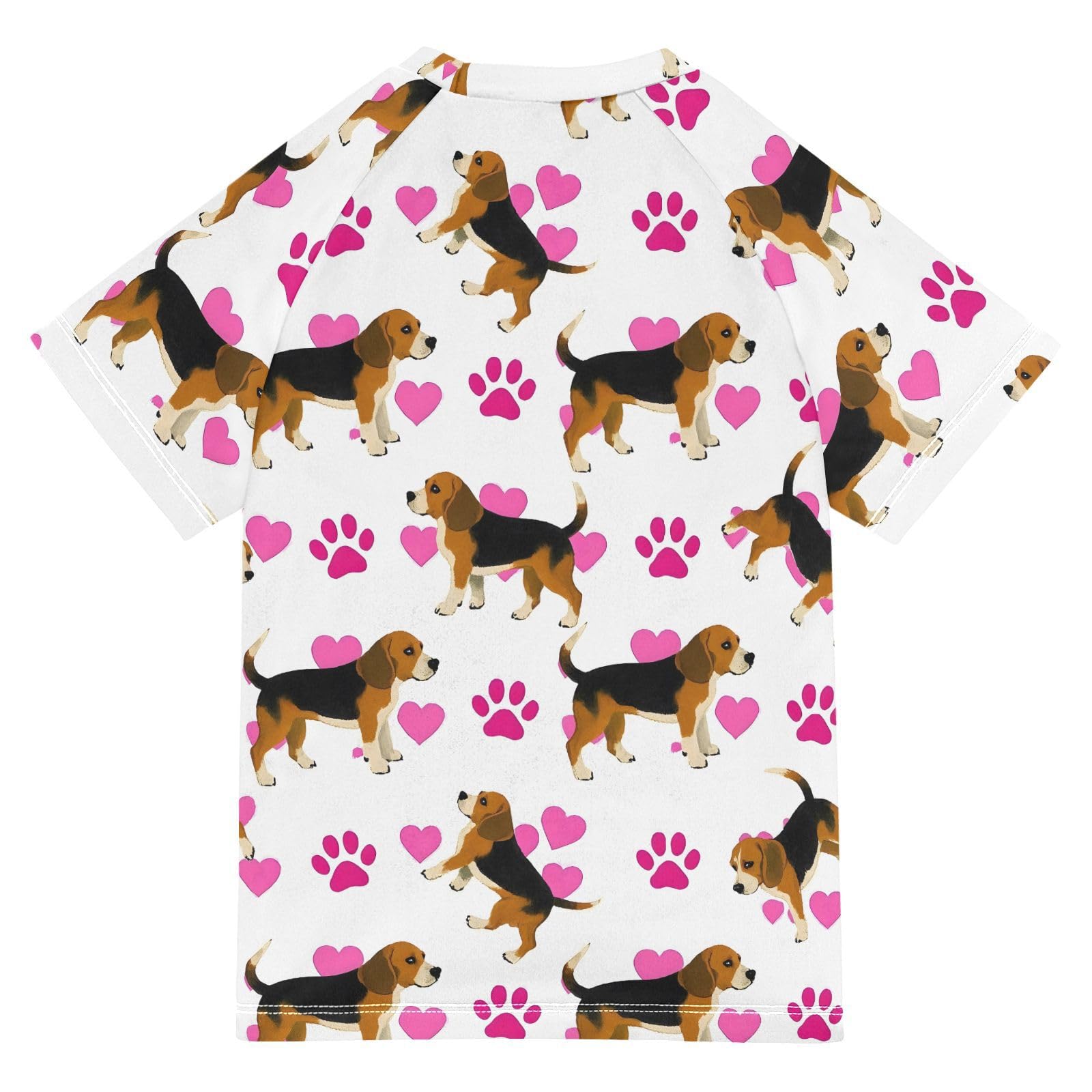 ALAZA Kids Rash Guard Boys Toddler Swim Shirts Short Sleeve Puppy Pink Footprints UPF 50+ 3T
