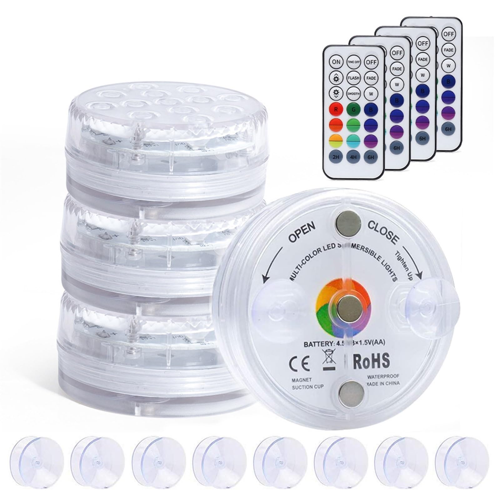 Lumières sous-marines magnétiques 13 LED RVB 16 couleurs lampe de piscine pour mariage, vacances, fête, jardin, étang, vase, décoration d'aquarium (couleur : 1 contrôleur 3 lampes)