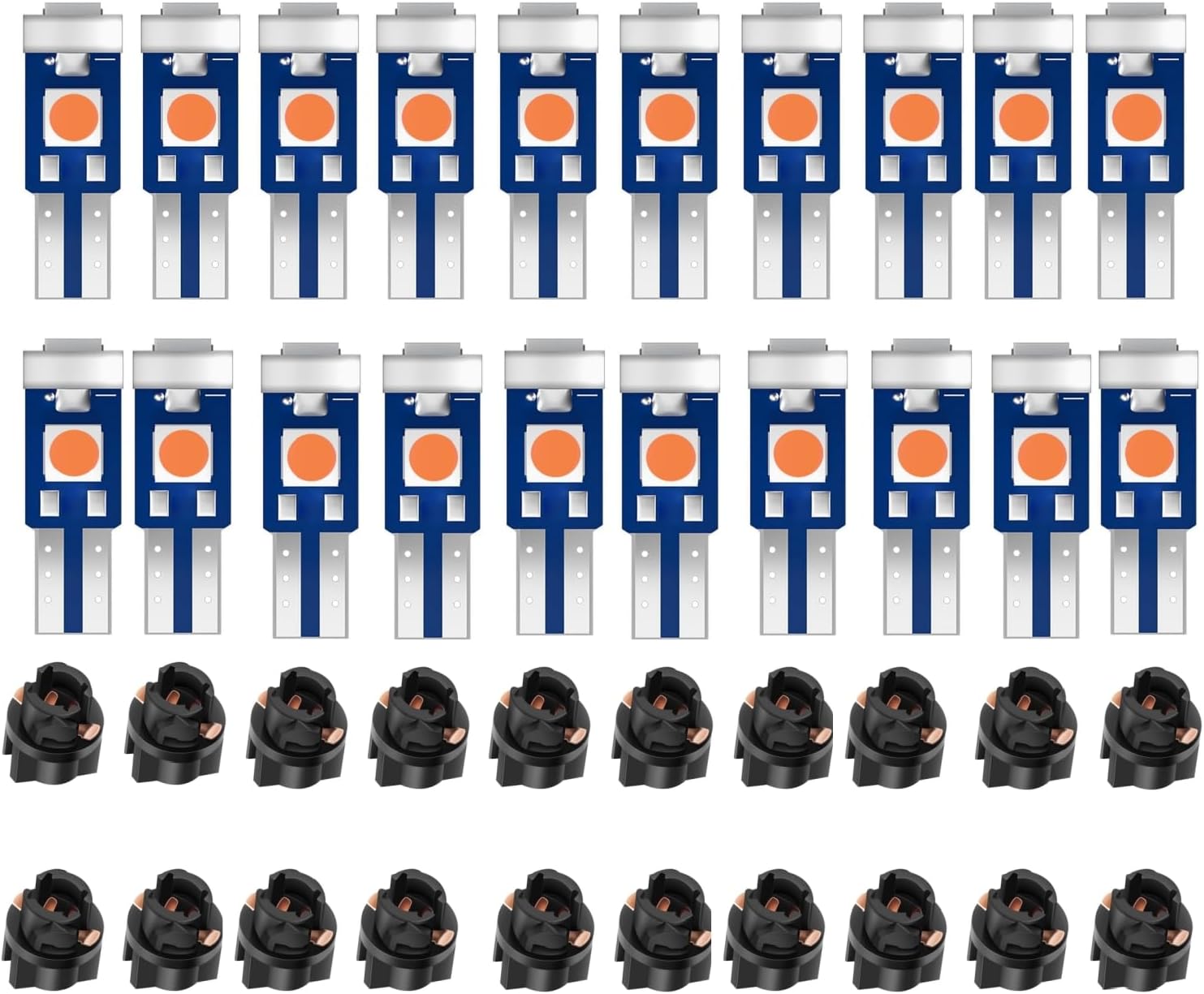 20 piezas de luces LED T5 para tablero de automóvil, rojo 74 37 2721 PC74 bombilla LED de repuesto con enchufe de bloqueo giratorio, para puerta