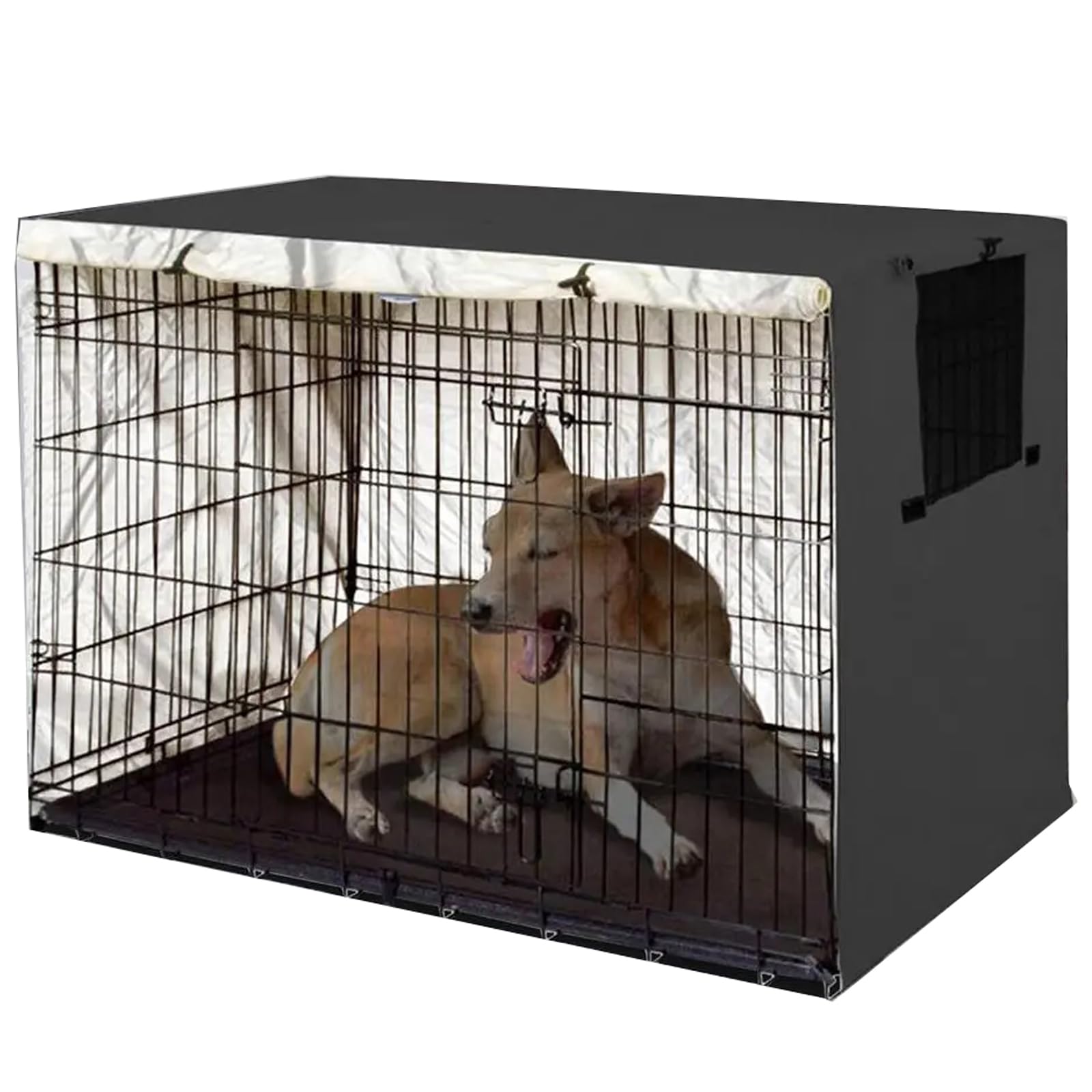 VADO VLTRA Dog Crate Cover, Durable Oxford Cloth Dog Cage Cover, Universal Pet Kennel Cover, with 1 Breathable Mesh Window & 1 Pocket for 24-48 inches Land Dog Crate (Black, 24 inches)