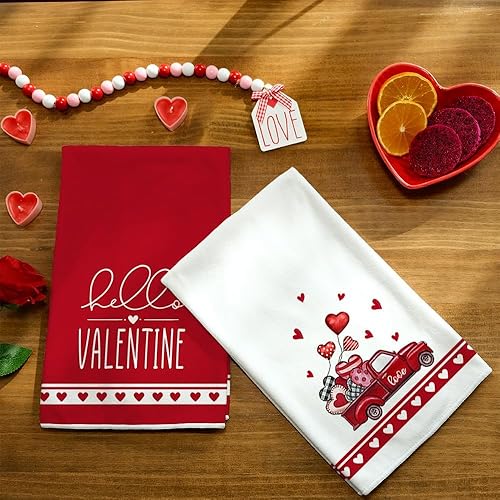 Miniatura 2 de ARKENY AD166 - Juego de 2 toallas de cocina para el día de la madre, diseño de búfalo rojo, diseño de corazón a cuadros, 18 x 26 pulgadas,