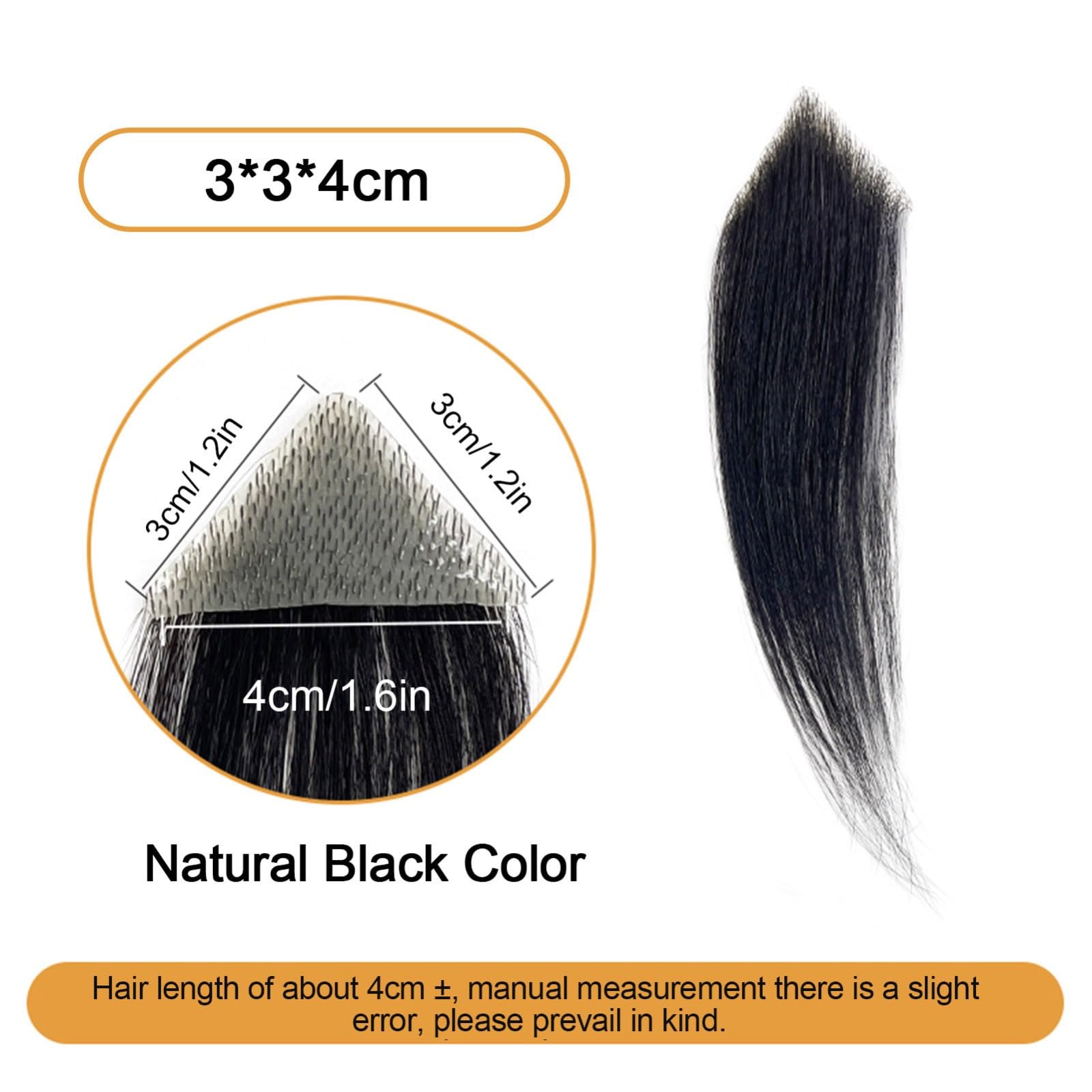 Patch de cheveux humains, remplacement de cheveux humains, brûle sans cheveux, pour toupet de tache chauve, couverture de perte de cheveux pour hommes/femmes(4cm,3 * 3 * 4)