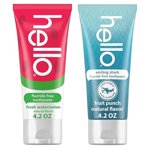 Hello Smiling Shark and Fresh Watermelon - Paquete de pasta de dientes para niños sin flúor, incluye 4.2 onzas Smiling Shark Kids y pasta de dientes