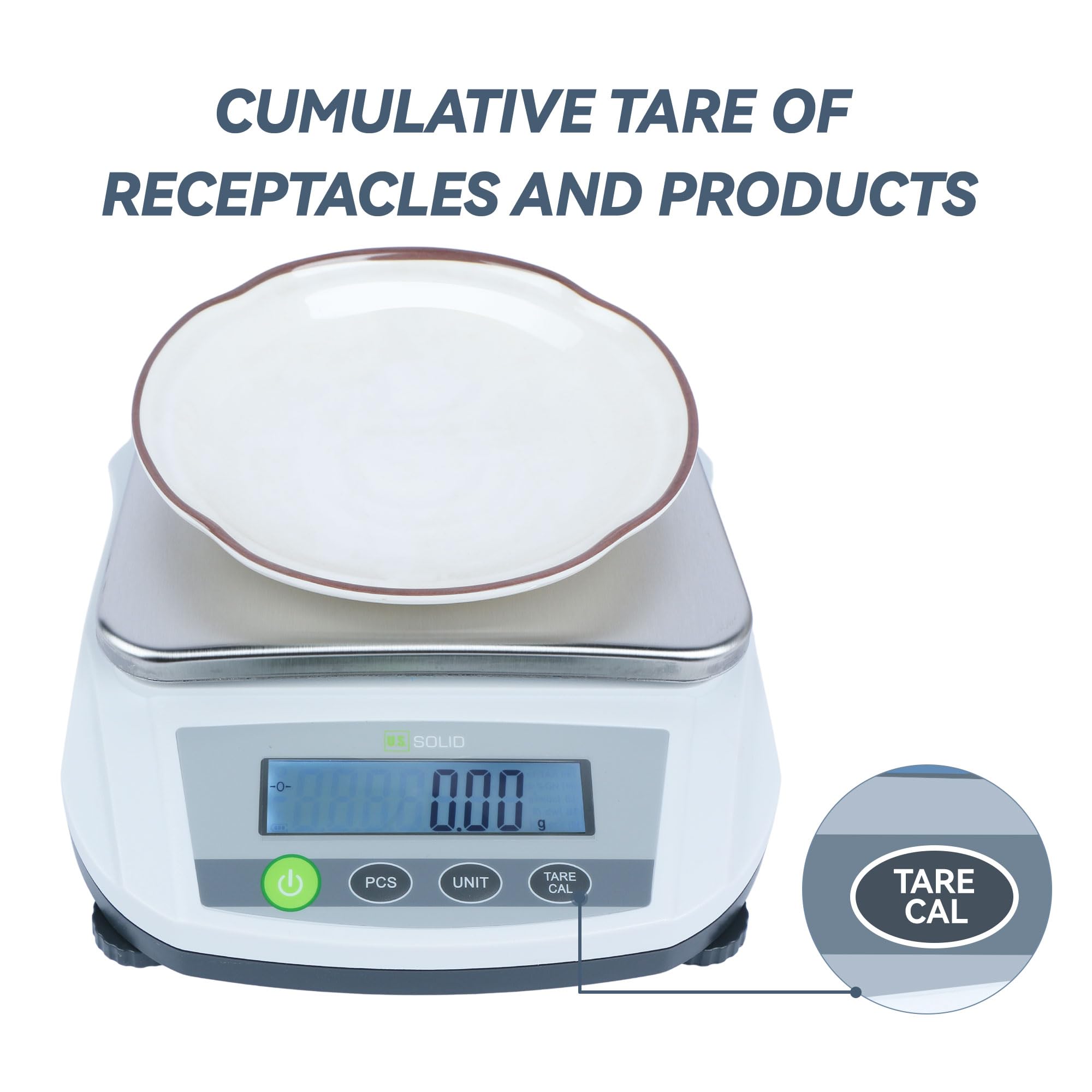 U.S. Solid Báscula digital 5000 g x 0,01 g - Báscula analítica precisa para cocina, joyería y pesaje científico - 100-240 AC