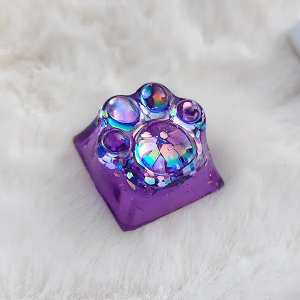 Elacgap Cat Claw Keycap Cute Drip Glue Backlight Keycaps DIY ESC Arrow Key Keycap Replacement for Cherry MX Gaming Mechanical Keyboard (Dark Purple)