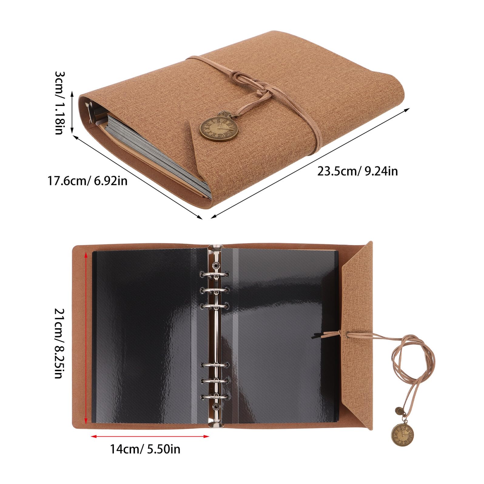 Healvian Álbum de Fotos DIY Autoadhesivo Carpeta de Anillas Hojas Sueltas Kraft Tamaño Mediano Color Caqui para Scrapbooking Álbum de Recuerdos para Bodas Viajes y Celebraciones