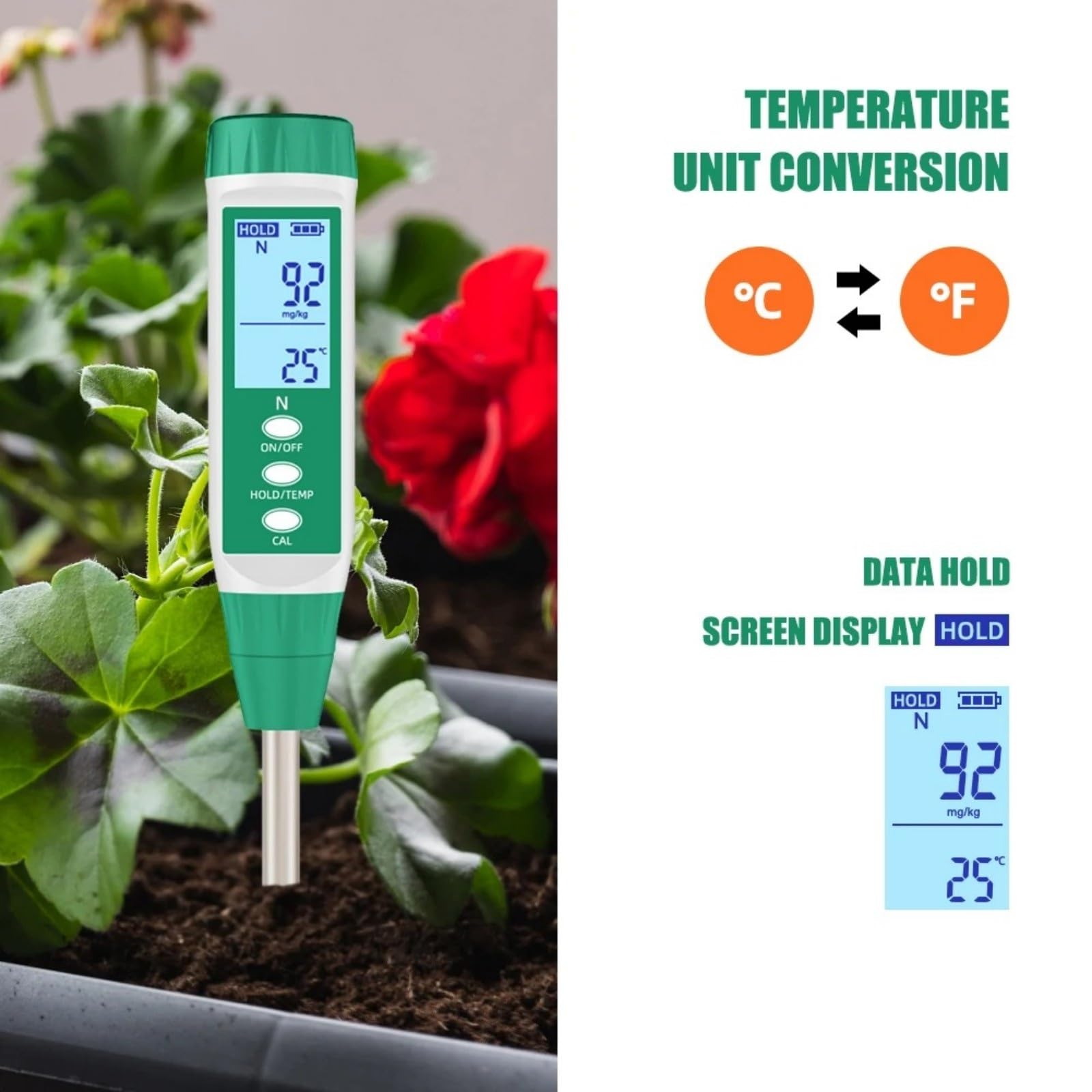 Bodentest-Set, NPK-Messgerät, Boden, schnellwirkender Stickstoff-/Phosphor-/Kaliumtester, Nährstoffanalysatoren Leicht ablesbares Wasserhärte-Testkit(GreenPhosphorus Tester)