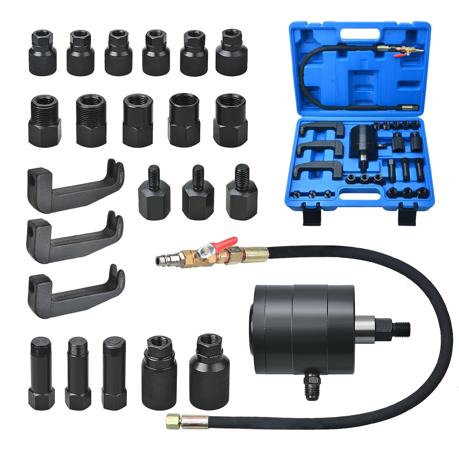 24 Pezzi Estrattore iniettore Diesel iniettori Pneumatici, con 3 Pezzi Strumenti di Estensione per estrarre l'iniettore Inferiore, Compatibile con Bosch Delphi Denso Siemens