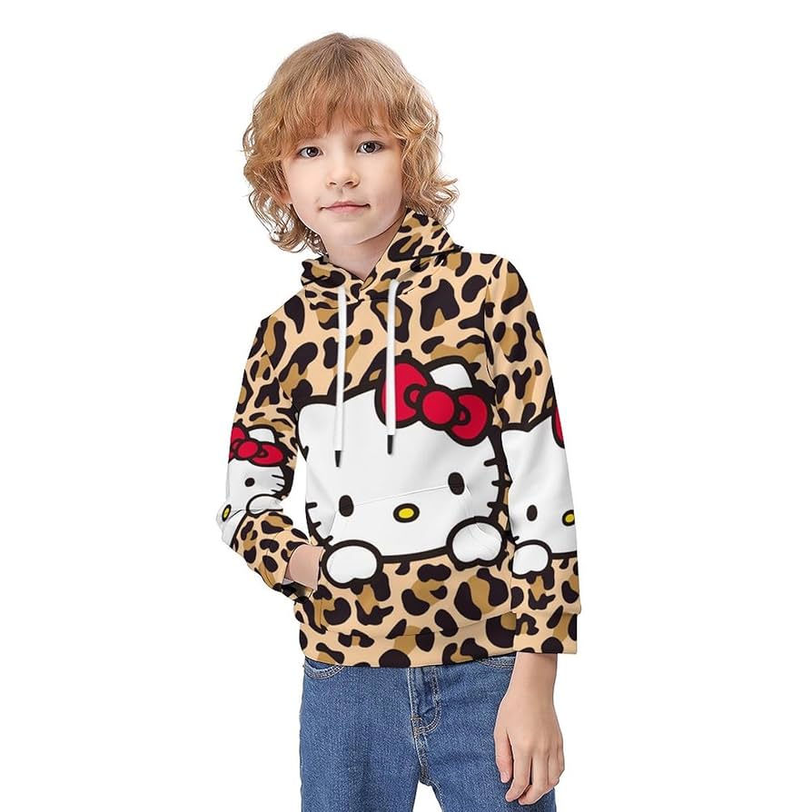 ハローキティ ヒョウ柄フード パーカー Amazon.co.jp: ハローキティ 豹柄 ヒョウ 紋 キッズ パーカー